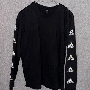 Adidas Black Long Sleeve Tee with Logo Accents